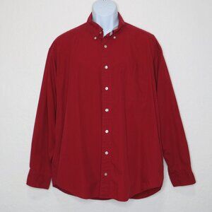 Haggar* Men's Long Sleeve Button Down Curved Hem Single Pocket Shirt~ Size Large